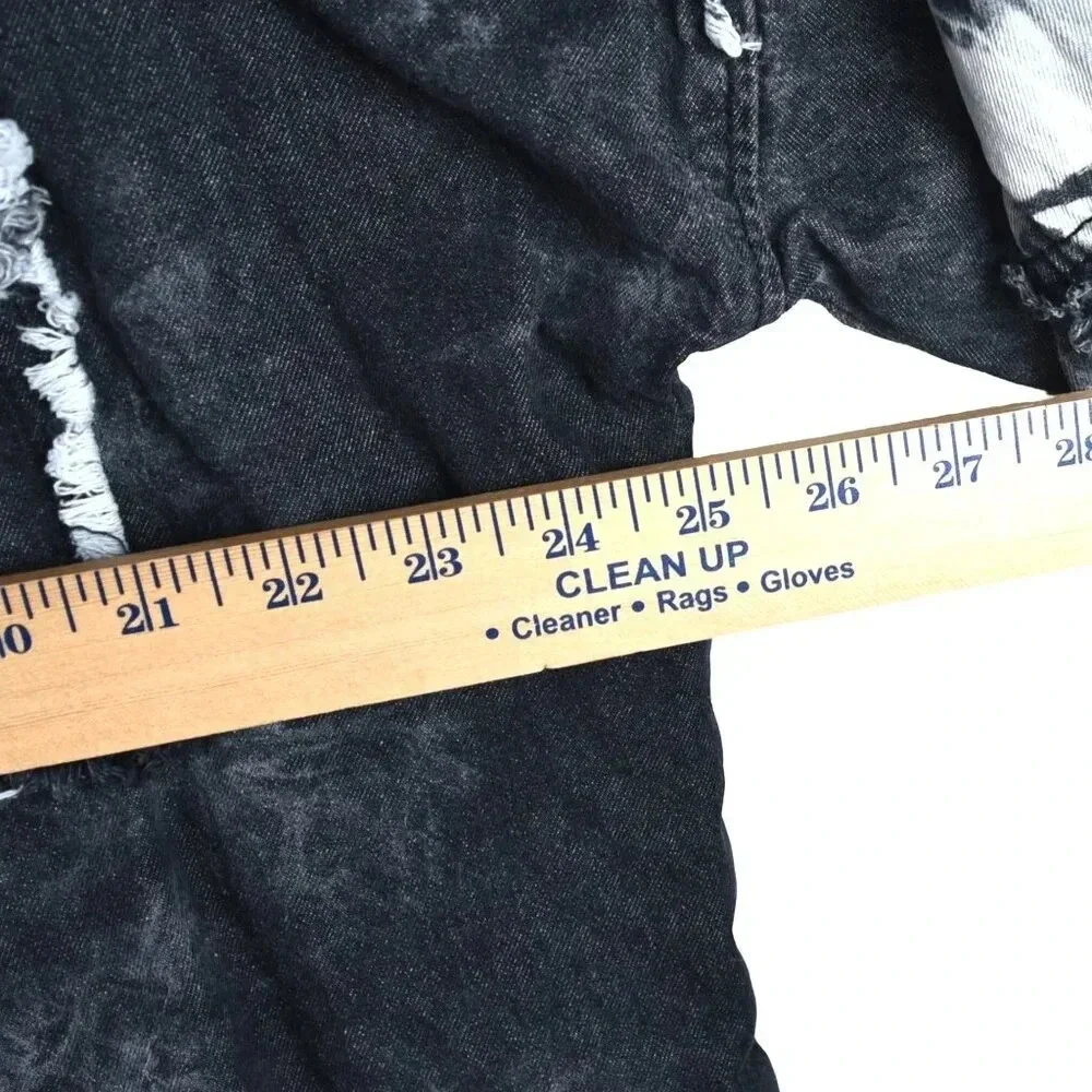 Elan || Rock and Roll Jacket Distressed Bleached Black Denim Medium